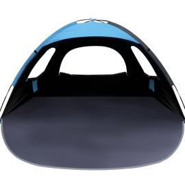 WhiteFang Beach Tent Anti-UV Portable Sun Shade Shelter for 4 Person with Blackout Shelter, Extendable Floor with 3 Ventilating Mesh Windows Plus Carrying Bag, Stakes and Guy Lines (Blue)