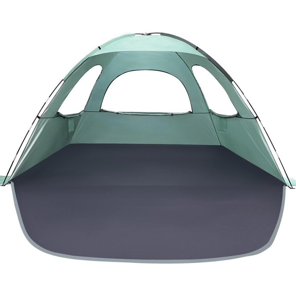 WhiteFang Beach Tent Anti-UV Portable Sun Shade Shelter for 8 Person, Extendable Floor with 3 Ventilating Mesh Windows Plus Carrying Bag, Stakes and Guy Lines (Mint Green)