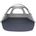 WhiteFang Beach Tent Anti-UV Portable Sun Shade Shelter for 8 Person, Extendable Floor with 3 Ventilating Mesh Windows Plus Carrying Bag, Stakes and Guy Lines (Baby\'s Breath)