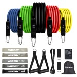 WIKDAY Exercise Resistance Bands with Handles for Working Out, 10-150 Lbs Workout Bands Black Loop Bands Set with Door Anchor for Physical Therapy, Yoga, Pilates