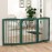 PUPETPO Freestanding Pet Gate for Dogs, Foldable Wooden Dog Gate for House Indoor, Step Over Pet Puppy Safety Fence for Stair, Doorway,Hall, Support Feet Included,3 Panels 32,Green
