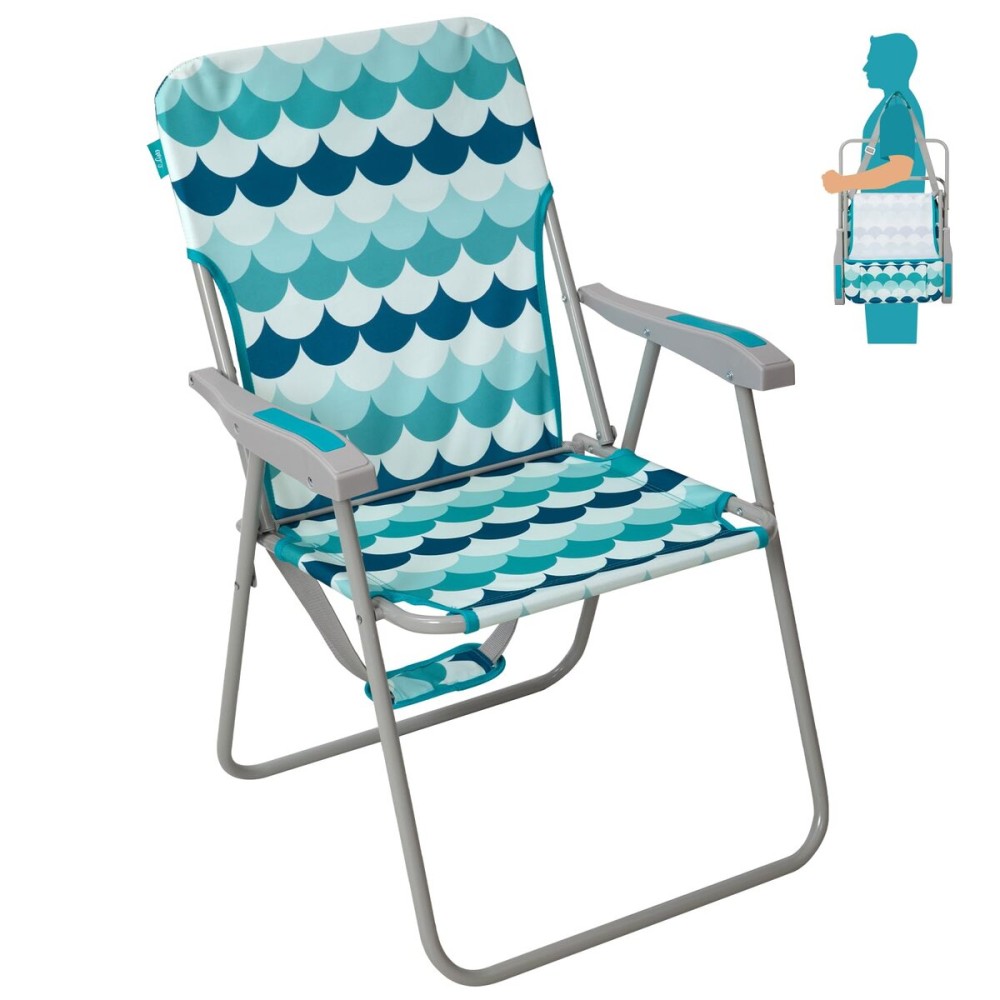 WEJOY Folding Beach Chair for Adults, Lightweight Beach Chair with Shoulder Straps, High Back Camping Chairs with Hard Armrest, Supports 300lbs for Outdoor Lawn Concert (Cyan Blue)