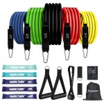 WIKDAY Exercise Resistance Bands with Handles for Working Out, 10-150 Lbs Workout Bands Blue Loop Bands Set with Door Anchor for Physical Therapy, Yoga, Pilates