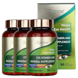 zooone- Lutein Eye Vitamins Supplement for Macular Health and Dry Eye, Contains Lutein, Zinc, Vitamins C/E & Zeaxanthin to Support Eye Health, 90 Tablets (3)