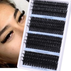CORUSCATE Lash Clusters Long 14-20mm Eyelash Clusters 80D+100D+120D+150D Volume Cluster Eyelash Extensions Thick 284pcs Individual Lashes Strip Mink Eyelashes DIY Wispy Lash Extension