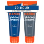 Mando Whole Body Deodorant For Men - Invisible Cream - 72 Hour Odor Control - Aluminum Free, Baking Soda Free, Skin Safe - 3 Ounce Tube (Pack of 2) - Pro Sport and Mount Fuji