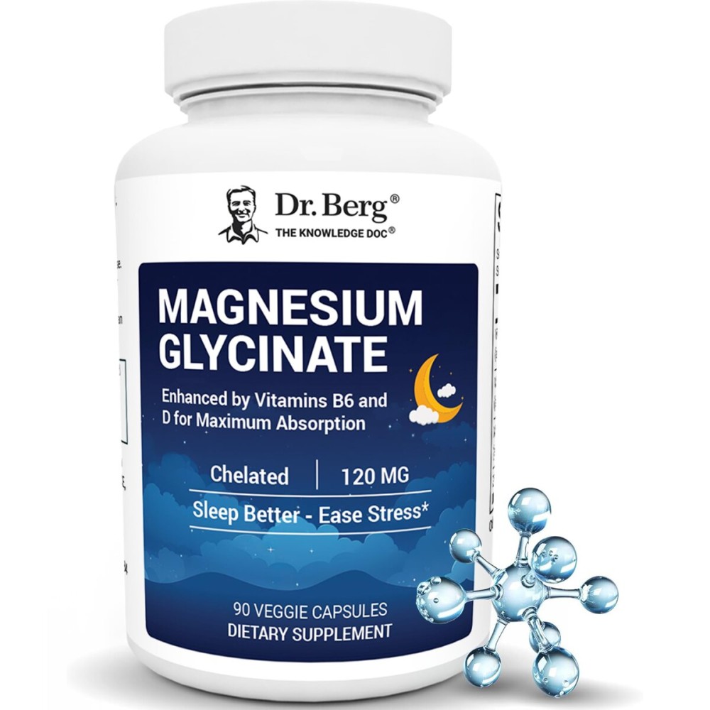 Dr. Berg Maximum Strength 4-in-1 Chelated Magnesium Glycinate with Clean, Potent & Pure Ingredients | 4X Lab-Tested & Verified | USA Formulated Magnesium Supplement Capsules | 90 Capsules