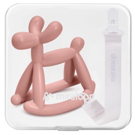 Miraloop Baby Teether Toys for Teething Relief, Teething Toys 3-6 Months Food Grade Silicone Teether with Storage Box and Pacifier Clip, Baby Essential (Coral Red Clip+Box)