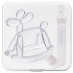 Miraloop Baby Teether Toys for Teething Relief, Teething Toys 3-6 Months Food Grade Silicone Teether with Storage Box and Pacifier Clip, Baby Essential (Clear Clip+Box)