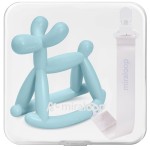 Miraloop Baby Teether Toys for Teething Relief, Teething Toys 3-6 Months Food Grade Silicone Teether with Storage Box and Pacifier Clip, Baby Essential (Cyan Blue Clip+Box)
