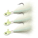 Dr.Fish 3 Pack Bucktail Jig Saltwater Fishing Jig Buck Tail Hair Lure Surf Fishing Bass/Striper/Mackerel/Halibut/Flouder Lure Glow 1/4oz