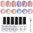 RARJSM Nude Pink Purple Aurora Cat Eye Gel Nail Polish Set 6pcs Reflective Sparkly Diamond Ceramic Glitter Glass Cateye Gelpolish with Magnet Stick 7.5ml Curing Requires Soak Off for Home Salon