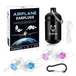 Softvox Airplane Ear Pressure Relief Ear Plugs with Cord, Prevent Ear-Pain & Noise Reduction, Plane Travel Essentials Pressure Equalizing Earbuds, 100x Reusable Comfy Earplugs for Adults Kids 12+