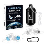 Softvox Airplane Ear Pressure Relief Ear Plugs with Lanyard, Prevent Ear-Pain & Noise Reduction, Plane Travel Essentials Pressure Equalizing Earbuds, 100x Reusable Comfy Earplugs for Adults Kids 12+