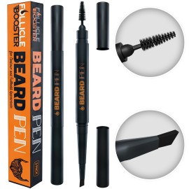 Beard Pen Filler for Men - Barber Styling Grooming Pencil - Waterproof, Sweat Proof, Long Lasting Solution with Natural Finish - Cover Beard and Scalp Patches in Seconds - Deep Dark Brown 2 Pack