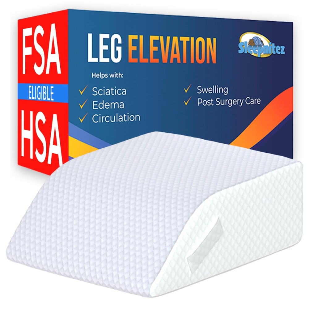 Bed Wedge Leg Elevation Pillows for After Surgery, Swelling Blood Circulation, 8 Memory Foam Leg Elevating Pillow for Both Legs, Back Hip Foot Ankle Pain Relief, Sciatica, Edema Relief Washable Cover