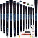 SAPLIZE Golf Grips Set of 13, Bundle with Tape  Full Regripping Kit, Jumbo, Women / Men Anti-slip Rubber Golf Club Grips, CC01 Series, Blue