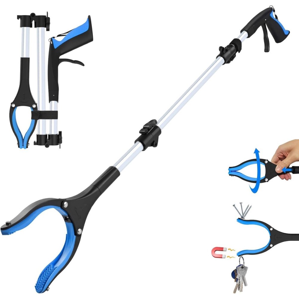 Grabber Reacher Tool - 43 Extra Long Foldable Gripper and Reaching Tool - Heavy Duty Pick Up Stick Grabbers for Seniors, Trash, Surgery Recovery Must Haves Gifts (Blue-43in)