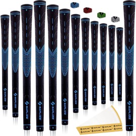 SAPLIZE Golf Grips Set of 13,Bundle with Tape or Full Regripping Kit,Standard,Women/Men Anti-slip Rubber Golf Club Grips,CC01 Series,Blue