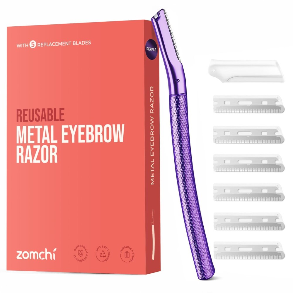 ZOMCHI Eyebrow Razor, Face Razors for Women&Men, Eyebrow Trimmer Shaper with Precision Cover, Facial Shaver with 6 Blades (Purple)