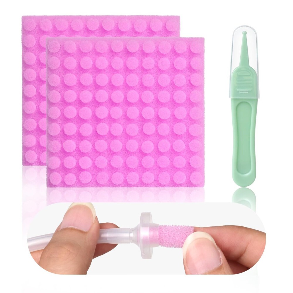 Qunlions life Replacement for Nosefrida Nasal Aspirator Filters, 200-Pack of Premium Nasal Aspirator Hygiene Sponges, with Nose Cleaning Tweezers (Red,200 Count)