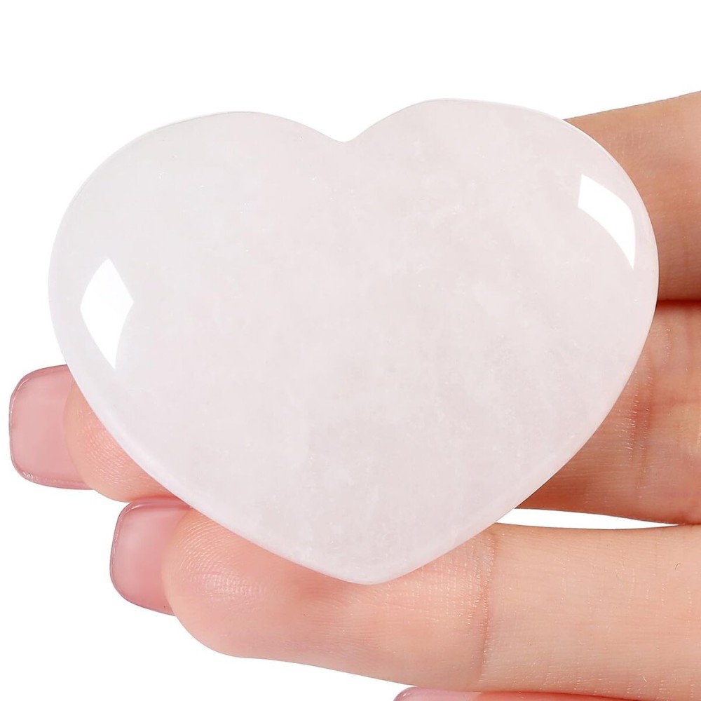 MAIBAOTA 45 mm Clear Quartz Crystal Stones Heart Love Crystal Valentines Gifts for Herfriend Wife Palm Stone Reiki Crystal Gemstone Worry Stones for Anxiety