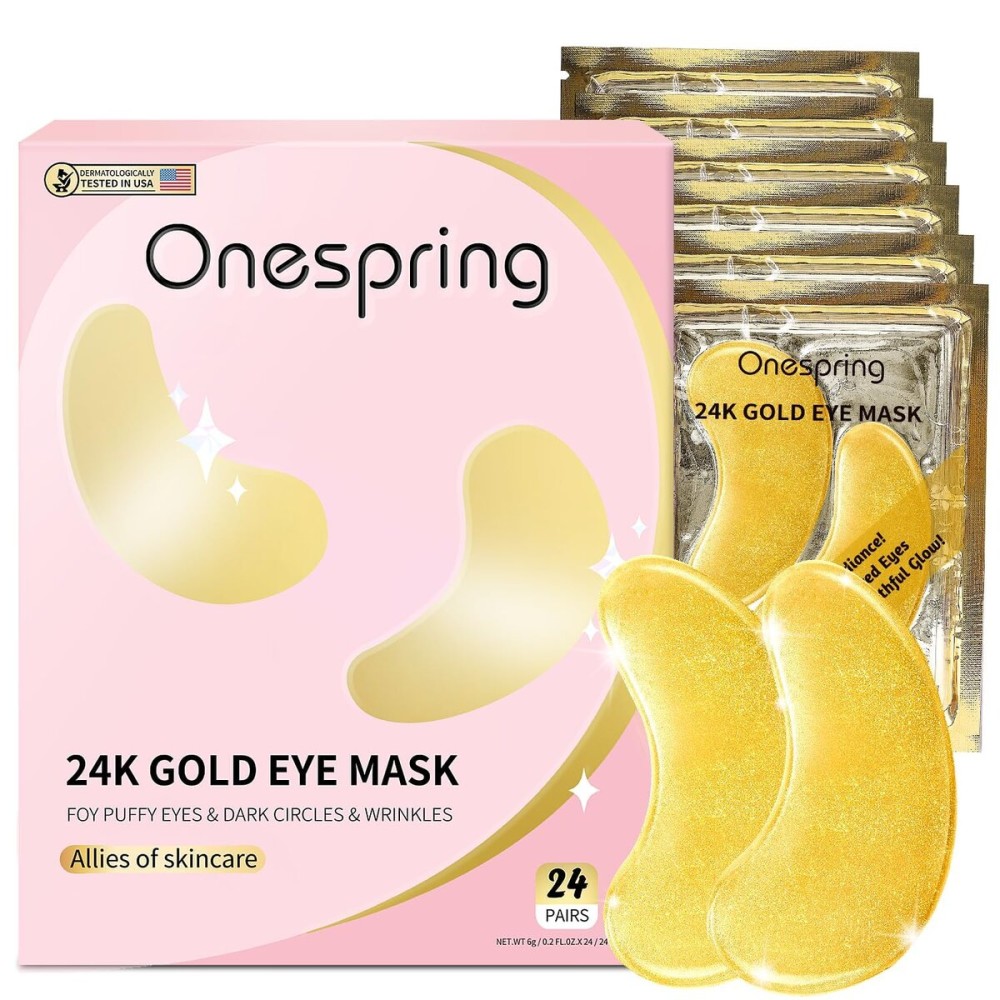 Under Eye Patches (24 Pairs) - Stocking Stuffers, Gifts for Women- 24K Gold Under Eye Masks for Dark Circles, Puffy Eyes, Undereye Bags, Wrinkles - Rejuvenating & Revitalizing Eye Skincare Treatment