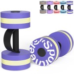 Water Weights Aquatic Exercise Equipment: Sportneer Lightweight Aqua Dumbbell 1 Pair EVA Foam Pool Weights for Water Fitness Equipment With Easy Handle Strip for Water Aerobics Weight Loss Purple XL