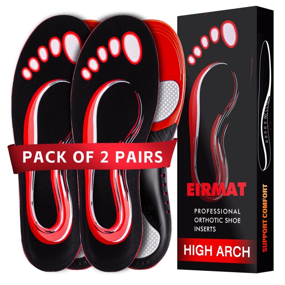 2 Pairs Plantar Fasciitis Relief Insoles, Arch Support Inserts for Men Women, Athletic Gel Insoles Men for Athletic, Orthotic Inserts for High Arch, Flat feet, Pain Relief