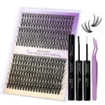 Lash Clusters Kit for Eyelash Extensions: Ultra-light, DIY, Natural, Fluffy, Manga, Wispy, Waterproof, Anime, Manga, Cat Eye, D Curl, 12-16mm Mixed, 30/40D, Wendy Lashes, 0125