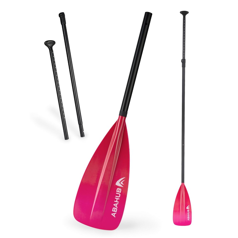 Abahub SUP Paddles - 3 Piece Adjustable Stand up Paddle - Lightweight Oar for Paddleboard, Aluminum Alloy PU Coated Shaft 68 - 84, Gradient Pink Print Plastic Nylon Blade