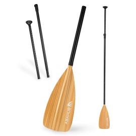 Abahub SUP Paddles - 3 Piece Adjustable Stand up Paddle - Lightweight Oar for Paddleboard, Aluminum Alloy PU Coated Shaft 68 - 84, Clear Wood Print Plastic Nylon Blade