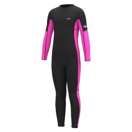 Hevto Kids Wetsuit for Girls Toddler Size 7 Year Child Youth 3/2mm Neoprene Wet Suit Full Thermal Swimsuit Swimming in Cold Water (K1-Pink, 7)