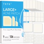 TKTK Large Pimple Patches for Face, 7 Sizes XL Acne Patches, Big Hydrocolloid Bandages for Body, Chin, Forehead, Chest, Back Zit Breakouts, Hydrocolloid Patch (Strip, Square, Dot 126 Count)