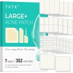 TKTK Large Pimple Patches for Face, 7 Sizes XL Acne Patches, Big Hydrocolloid Bandages for Body, Chin, Forehead, Chest, Back Zit Breakouts, Hydrocolloid Patch (Strip, Square, Dot 302 Count)