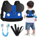 Accmor Toddler Harness Leash, Cute Kids Leash + Anti Lost Wrist Link, Adorable Baby Leash Child Walking Harness Wristband Assistant Strap Mini Belt Protector for Boys to Outdoor Travel (Blue)