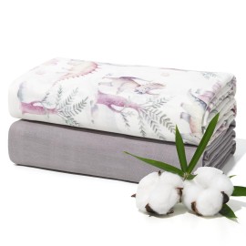 Momcozy Muslin Swaddle Blankets, Ultra Soft Neutral Registry Essentials, Jungle Dinosaur, Breathable Large 47\'\' x 47\'\' Newborn Boys Girls Receiving Blanket