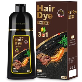 Hair Dye Shampoo 3 in 1 for Gray Hair, Herbal Ingredients Natural Shampoo Hair Dye for Women Men (Chestnut Brown)