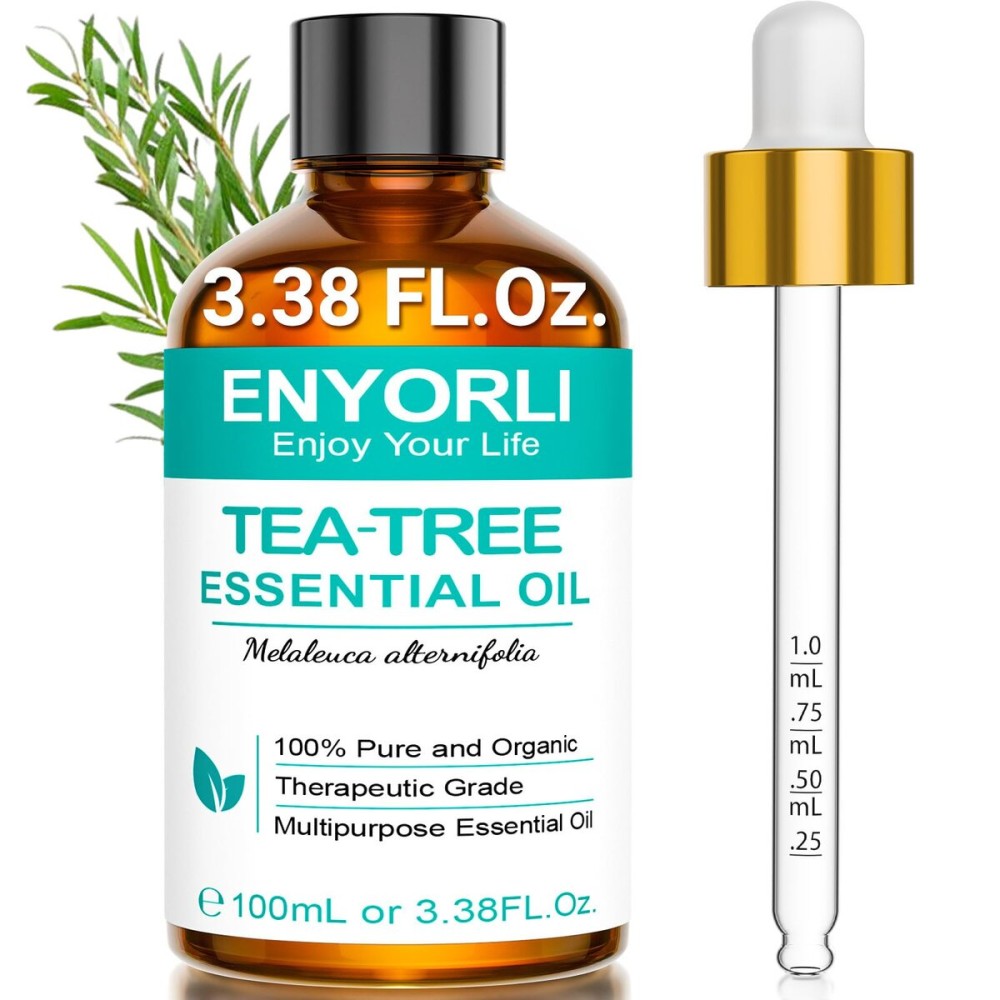 ENYORLI Tea Tree Oil 3.38 fl oz Christmas Gift for Women Men Tea Tree Essential Oil 100% Natural for Skin, Face, Nails, Hair, Aromatherapy, Diffuser and DIY