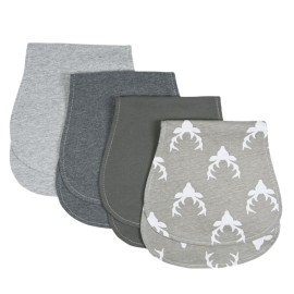 Arnzion Baby Burp Cloths Baby Burp Set Curved Absorbent and Soft Valuable 4 Pack Double Layers (Grey Hue Deer)