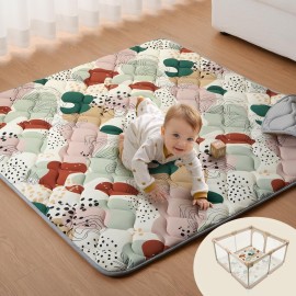 Blissful Diary Baby Play Mats for Floor, 50x50 Inch Crawling Mat for Playpen, Thick Padding Foam Playmats for Babies and Toddlers, Modern Abstract