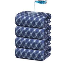 Non-Slip Bed Pads for Incontinence Washable (34 x 36|4 Pack), Waterproof Bed Pads, Navy Blue Grid, Bed Wetting Pads for Bed, Sofa, Floor, Resuable Underpads for Adults, Seniors, Pet