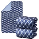 Non-Slip Bed Pads for Incontinence Washable (36 x 72|2 Pack), Navy Blue Grid, Waterproof Bed Pads, Bed Wetting Pads for Bed, Sofa, Floor, Resuable Underpads for Adults, Seniors, Pet