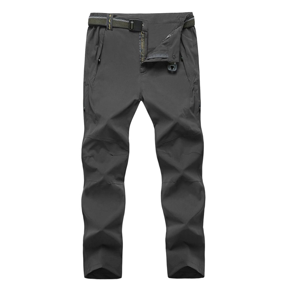 TBMPOY Men\'s Lightweight Hiking Pants Quick Dry Mountain Fishing Camping Travel Outdoor Pants Thin Dark Grey XL