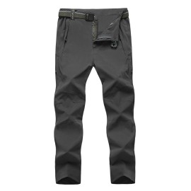 TBMPOY Men\'s Lightweight Hiking Pants Quick Dry Mountain Fishing Camping Travel Outdoor Pants Thin Dark Grey XL