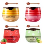 4 PCS Bee Lip Balm Honey Pot,Lip Mask Propolis Moisturizing,Prevention Dry and Cracked Lip Scrubs Exfoliator Lip Wrinkle Skin Care Products (Honey & Strawberry & Watermelon & Apple Lime)