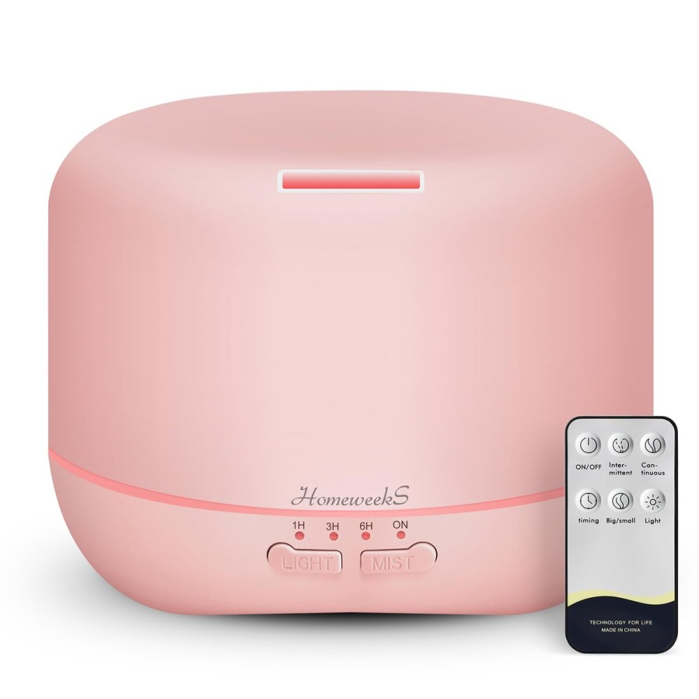 Aromatherapy Essential Oil Diffuser for Room: 500ml Colorful Aroma Air Humidifier with Adjustable Cool Mist Mode, Waterless Auto Off Ultrasonic Diffusers for Large Room Home Office(Pink)