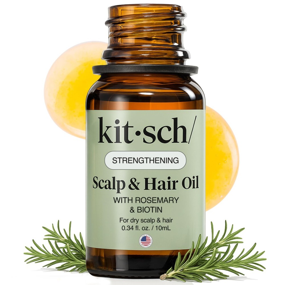 Kitsch Rosemary Oil for Hair Growth - Hair Oil with Biotin, Castor & Jojoba - Pre-Wash Scalp oil for Hair Care - Lavender Scent - 10mL | Ideal Gifts for Women