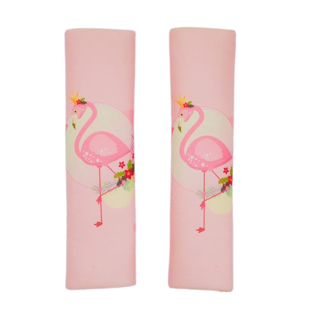 Baby Seat Belt Strap Cover, 2 Pcs Kids Car Seat Belt Cushions Pads, Shoulder Strap Protectors for Girls Boys (Flamingo)