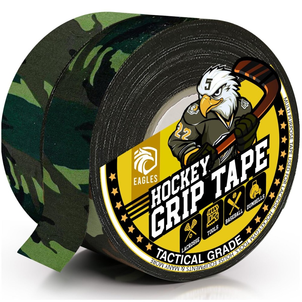 EAGLES Camo Tape Hockey Tape Multipurpose Cloth Tape Roll for Lacrosse Baseball & Softball Bats, Rackets, Pullup Bars, Handle Gardening Tools, Over Grip - Non-Reflective Camouflage Wrap